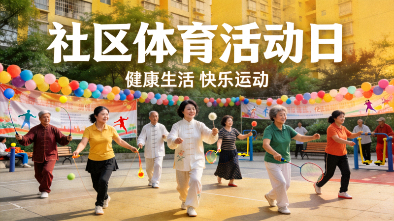 社区体育活动日盛况 - 居民积极参与各类健身运动