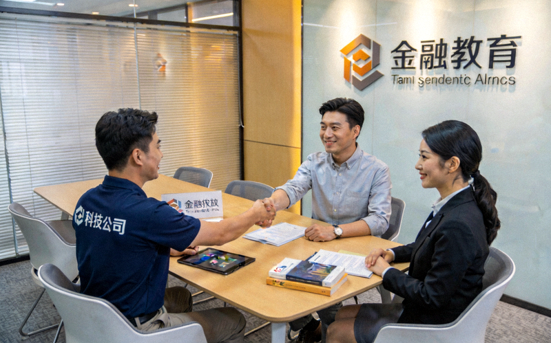 不同行业代表在会议桌上握手合作，象征跨界伙伴关系