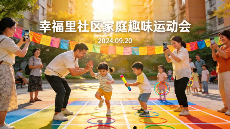 幸福里社区举办家庭趣味运动会父母与孩子共同参与游戏的欢乐瞬间