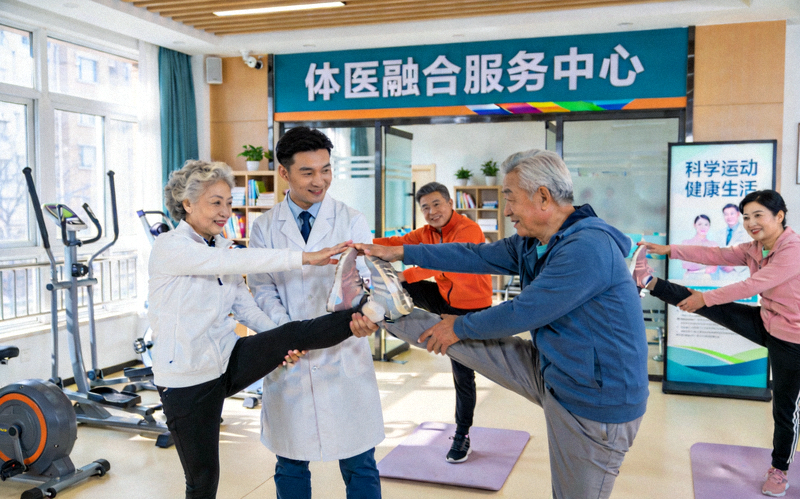 社区内的体医融合服务中心，居民在接受运动健康指导