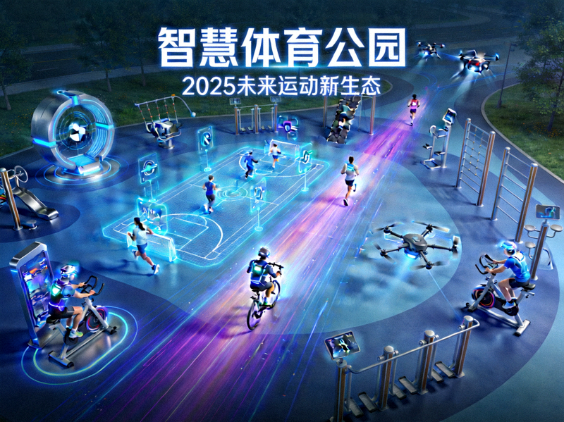 未来感十足的智慧体育公园概念图 - 充满科技感的运动场景