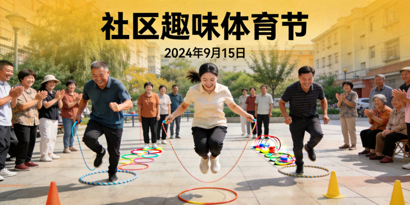 社区体育节上居民参与趣味运动比赛的欢乐场面