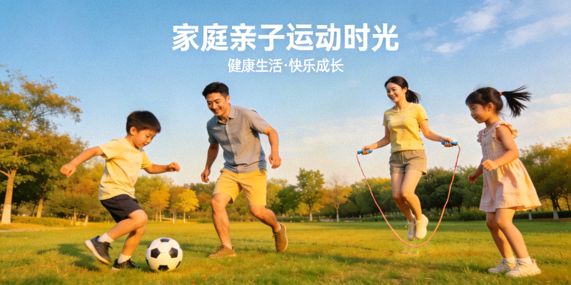 家庭亲子体育活动 - 父母与孩子一起进行户外运动
