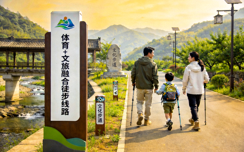 体育+文旅融合徒步线路 - 家庭在风景优美的文化步道上徒步