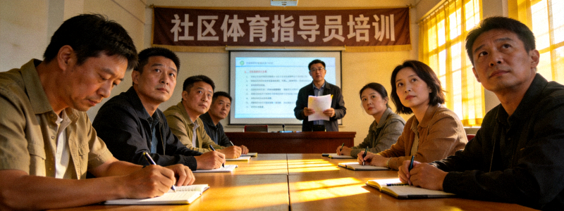 社区体育指导员培训活动现场，学员认真学习