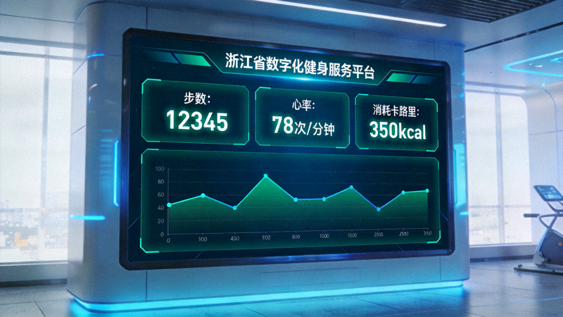 浙江省数字化健身服务平台大屏幕展示实时运动数据