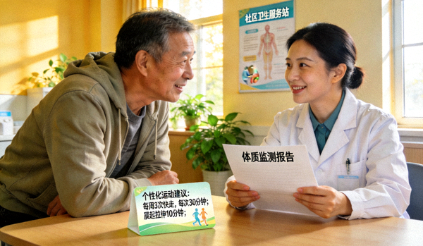 社区医生为居民解读体质监测报告并给出个性化运动建议