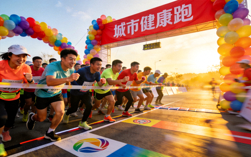往届城市健康跑活动起跑瞬间 - 参赛者充满活力准备出发