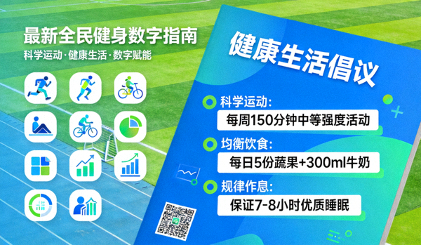 最新全民健身数字指南封面与健康生活倡议宣传图