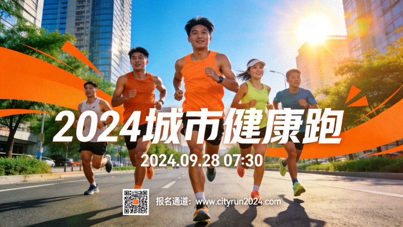 2024城市健康跑宣传海报，印有报名二维码和活动日期
