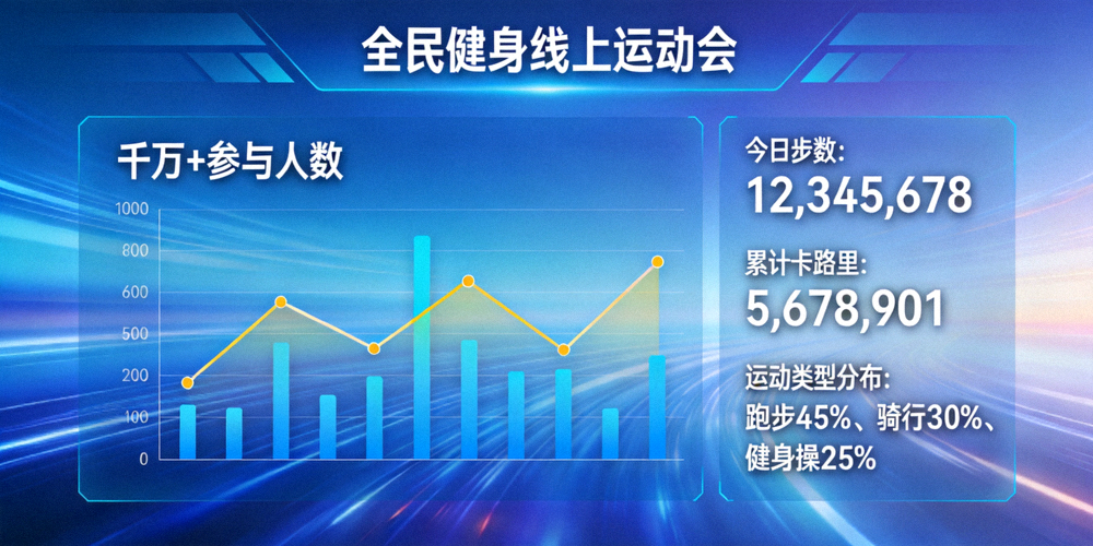 全民健身线上运动会数据大屏展示千万参与人数与实时运动数据