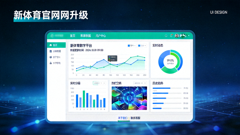 新体育官方网站升级后的数字平台界面，数据可视化图表丰富