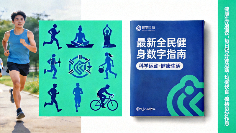 最新全民健身数字指南封面与健康生活倡议宣传画面