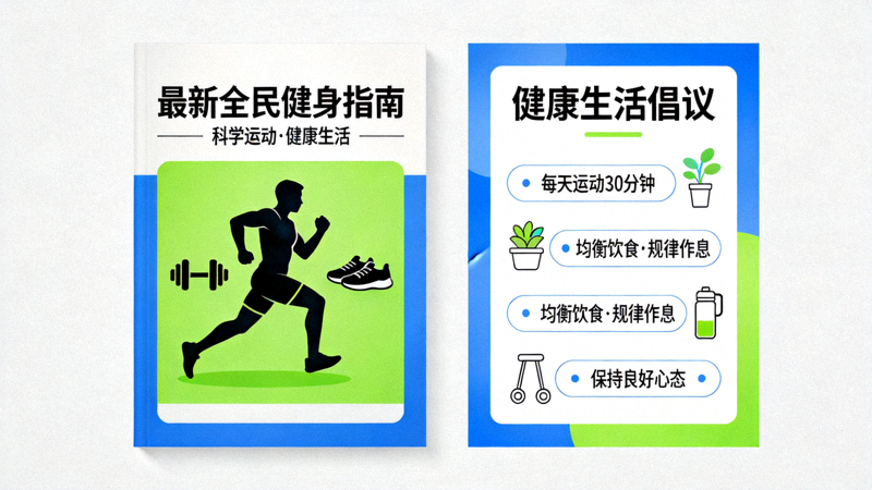 最新全民健身指南封面与健康生活倡议海报展示
